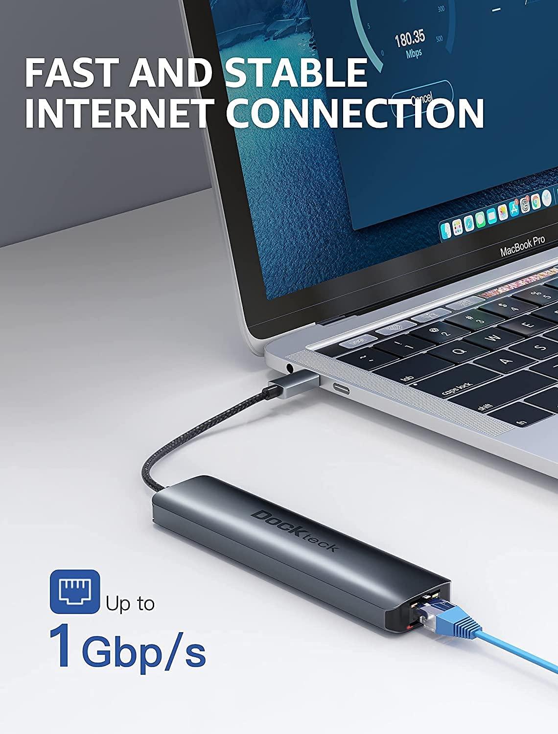 dockteck USB C Hub Multiport Adapter,Dockteck 7-in-1 USB-C Hub with 4K 60Hz HDMI with USB C to HDMI VGA Adapter, CableCreation USB Type C to Dual VGA HDMI Splitter Converter