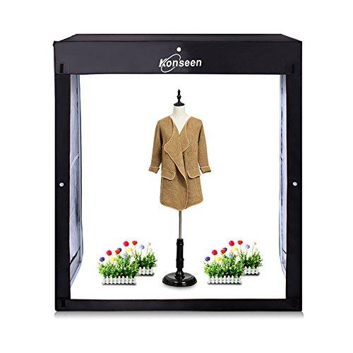 Konseen Professional 47"x20"x55" Photo LED Large Cube Shooting Tents Photography Continuous Lighting Flashery Video Studio Dimmable Lightbox Softbox with 3 Colors PVC Backdrops and Carrying Bag