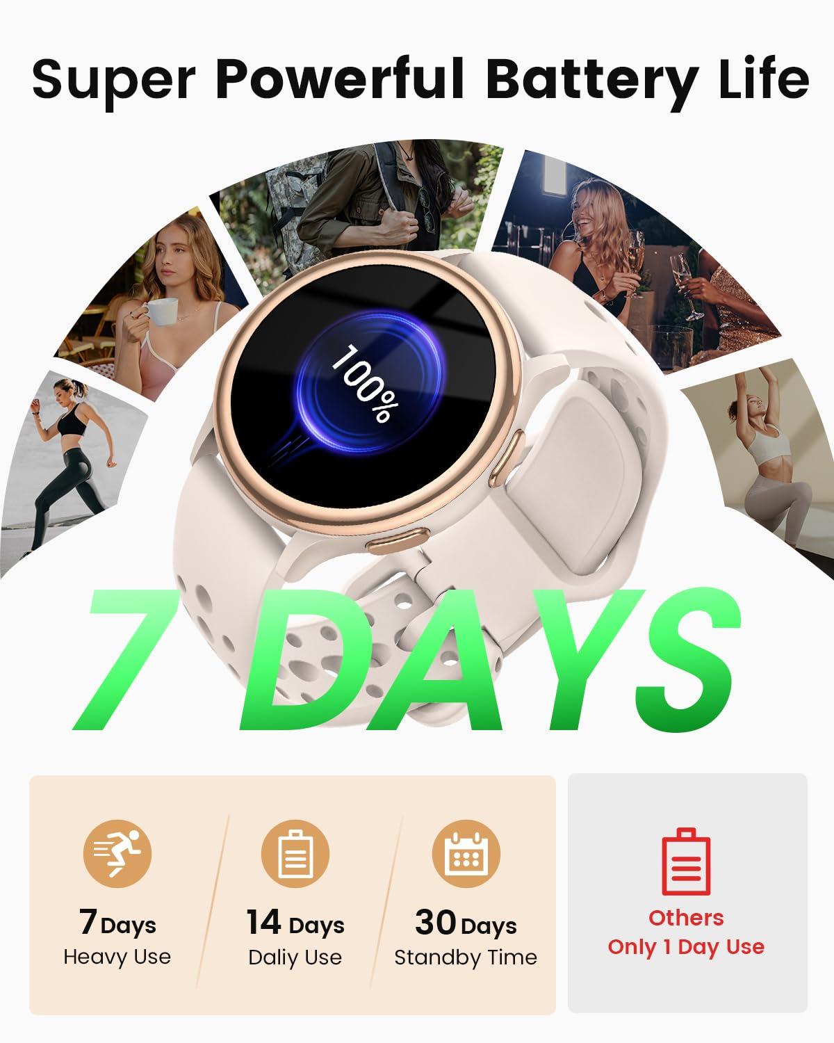 RUXINGX Smart Watches for Women [Make Call/Answer/400+Watch Face] Android & iPhone Compatible, 1.27" Fitness Tracker 24/7 Heart Rate Sleep Steps SpO2 Monitor, IP68 Waterproof Valentines Gifts,3 Bands (20mm)