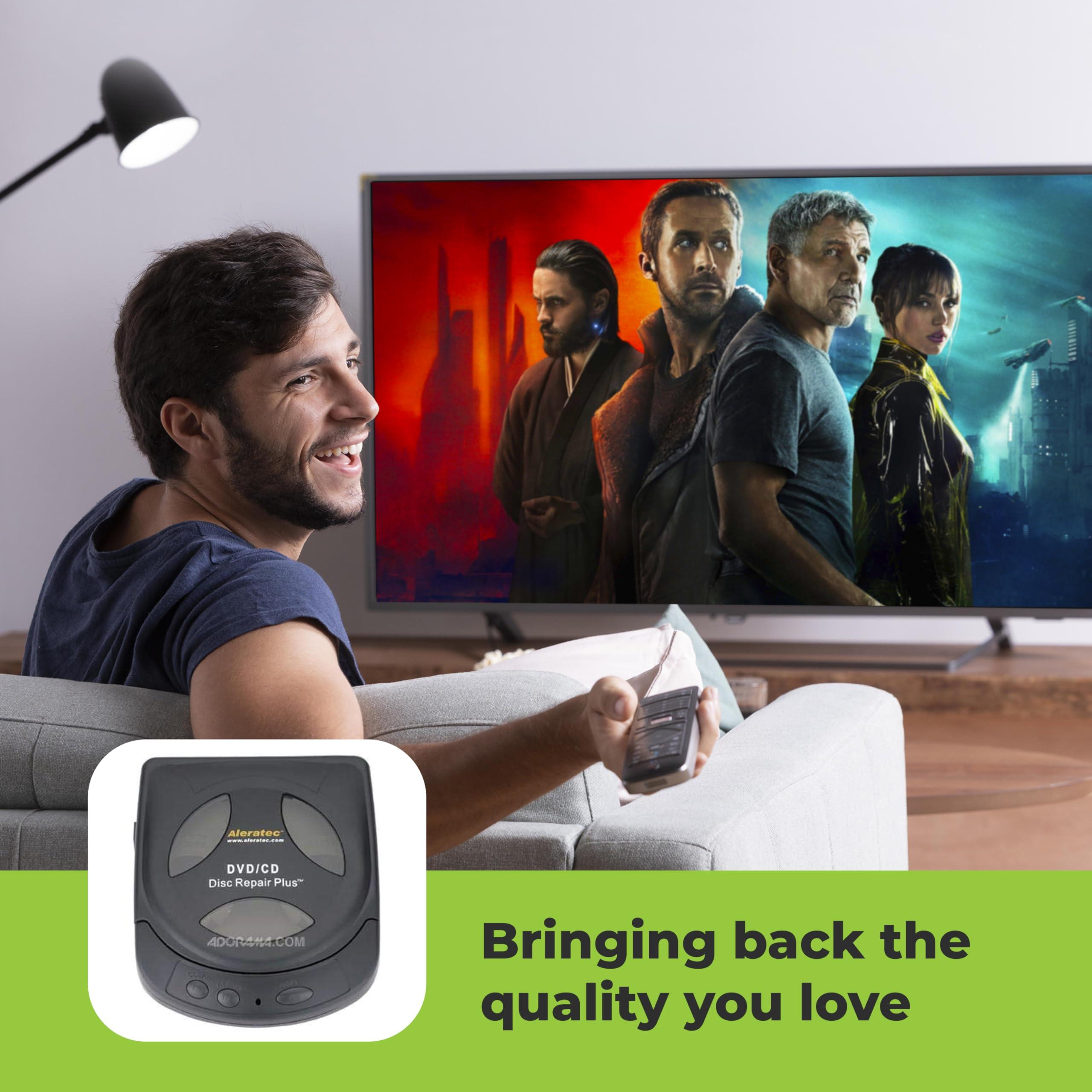 Aleratec Aleratec Motorized DVD CD Cleaner Disc Repair System - Scratch Remover and Cleaner for CD Player Discs - Includes Solution - Portable Disc Cleaner for Restoring CDs, DVDs, and More