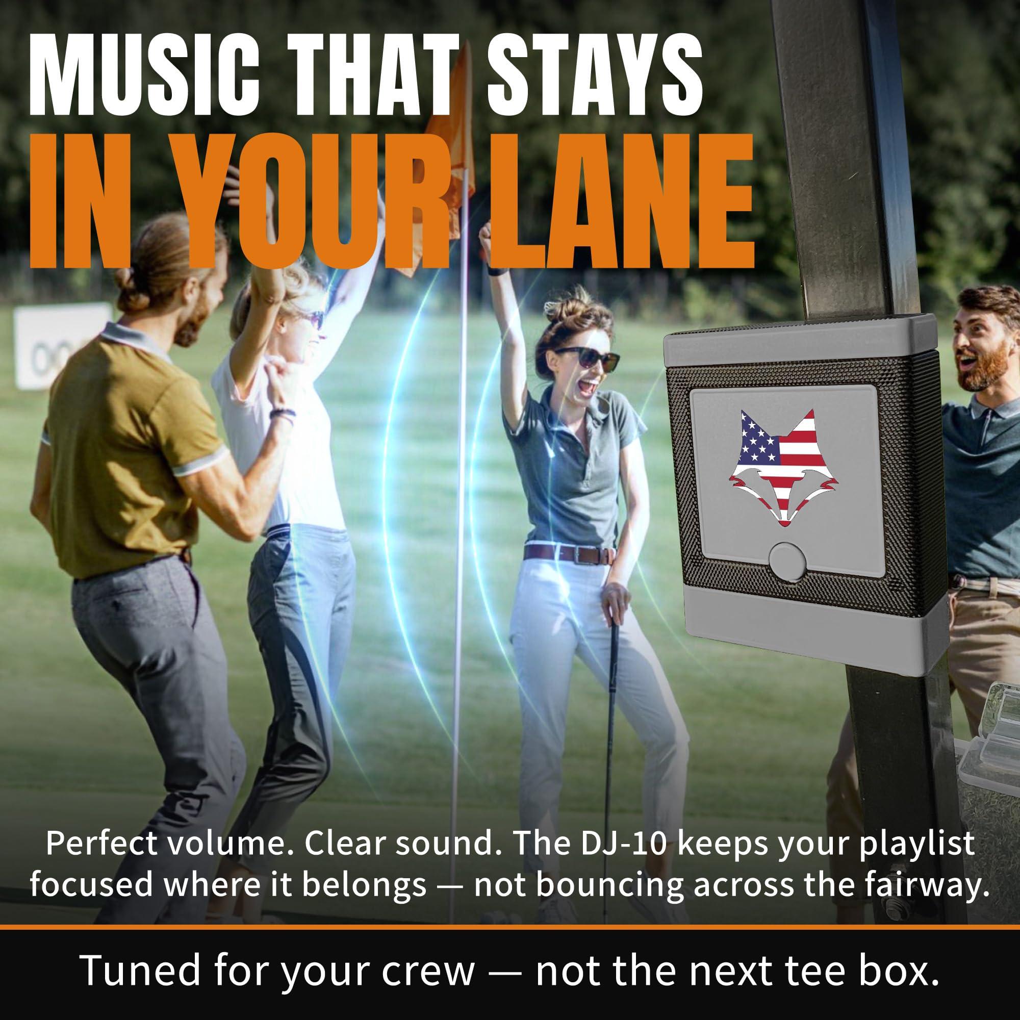 Desert Fox Desert Fox DJ-10 Wireless Golf Speaker - Bluetooth Speaker Built Specifically for Golf - Magnetic Attachment to Golf Cart (Gray w/US Flag)