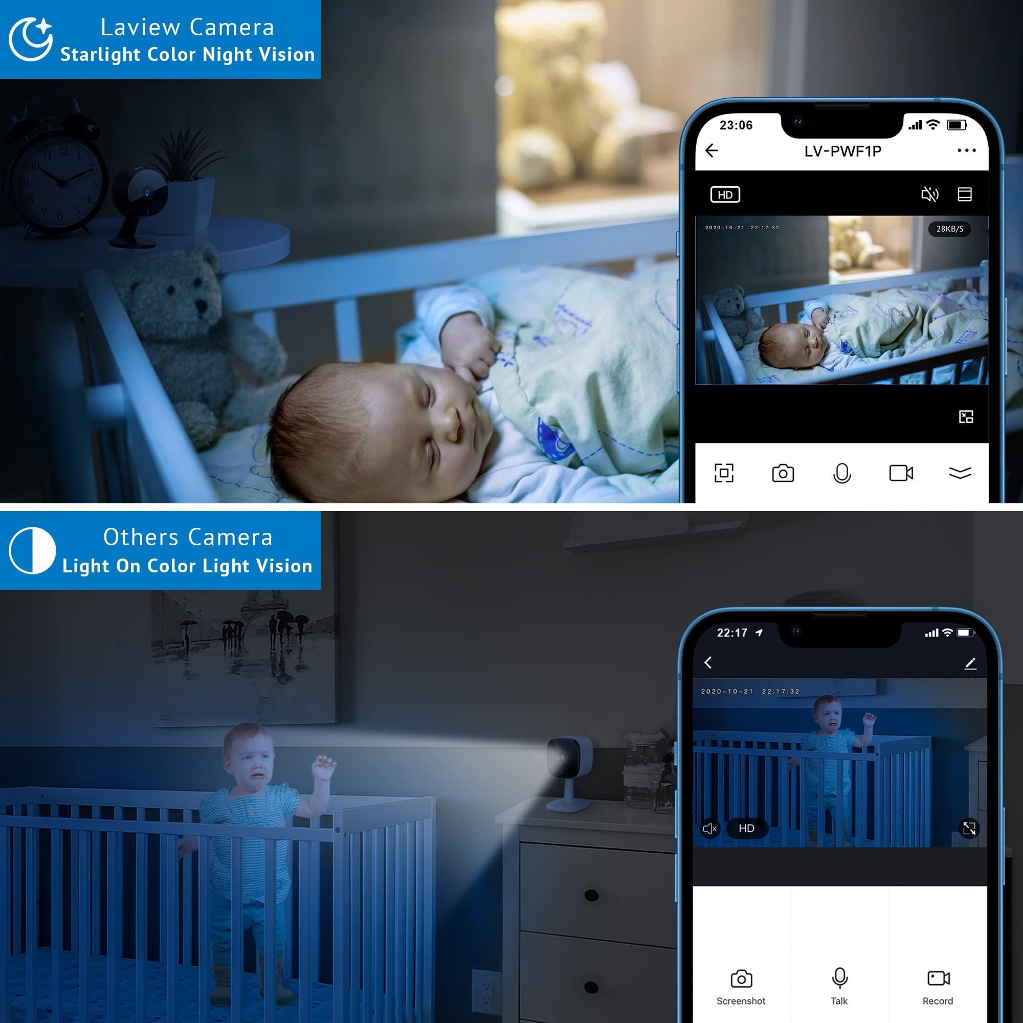 LaView LaView 4MP 2K Cameras for Home Security Indoor,Home Security Camera for Baby/Elder/Pet/Nanny,Baby Cam Starlight Sensor Color Night Vision,US Cloud Service,Works with Alexa