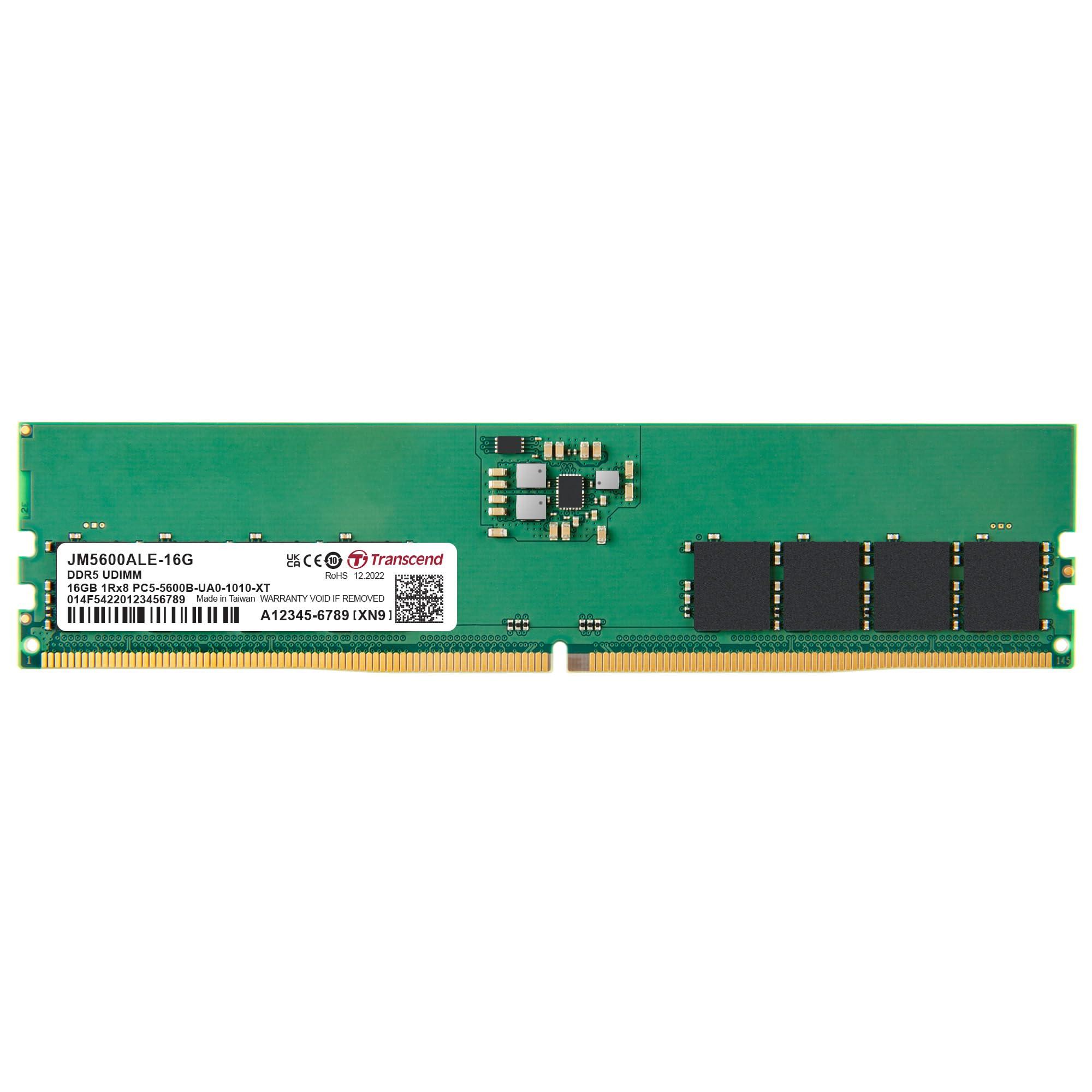 Transcend Transcend 16GB DDR5 5600 U-DIMM 1Rx8 1.1V, RAM, Desktop Memory Module - JM5600ALE-16G