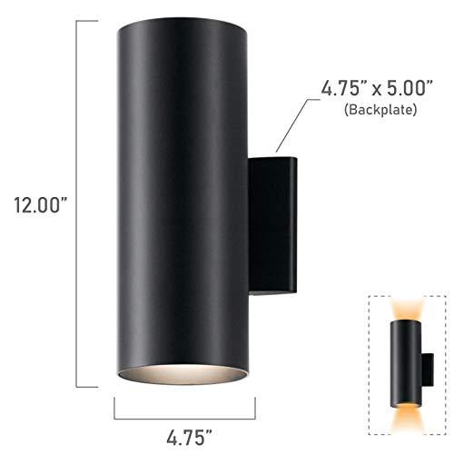 Kichler Kichler Cylinders 12\" Outdoor Wall Sconce in Black, 2-Light Exterior Wall Light, Cylinder Fixture, (12\" H x 5\" W) , 9244BK