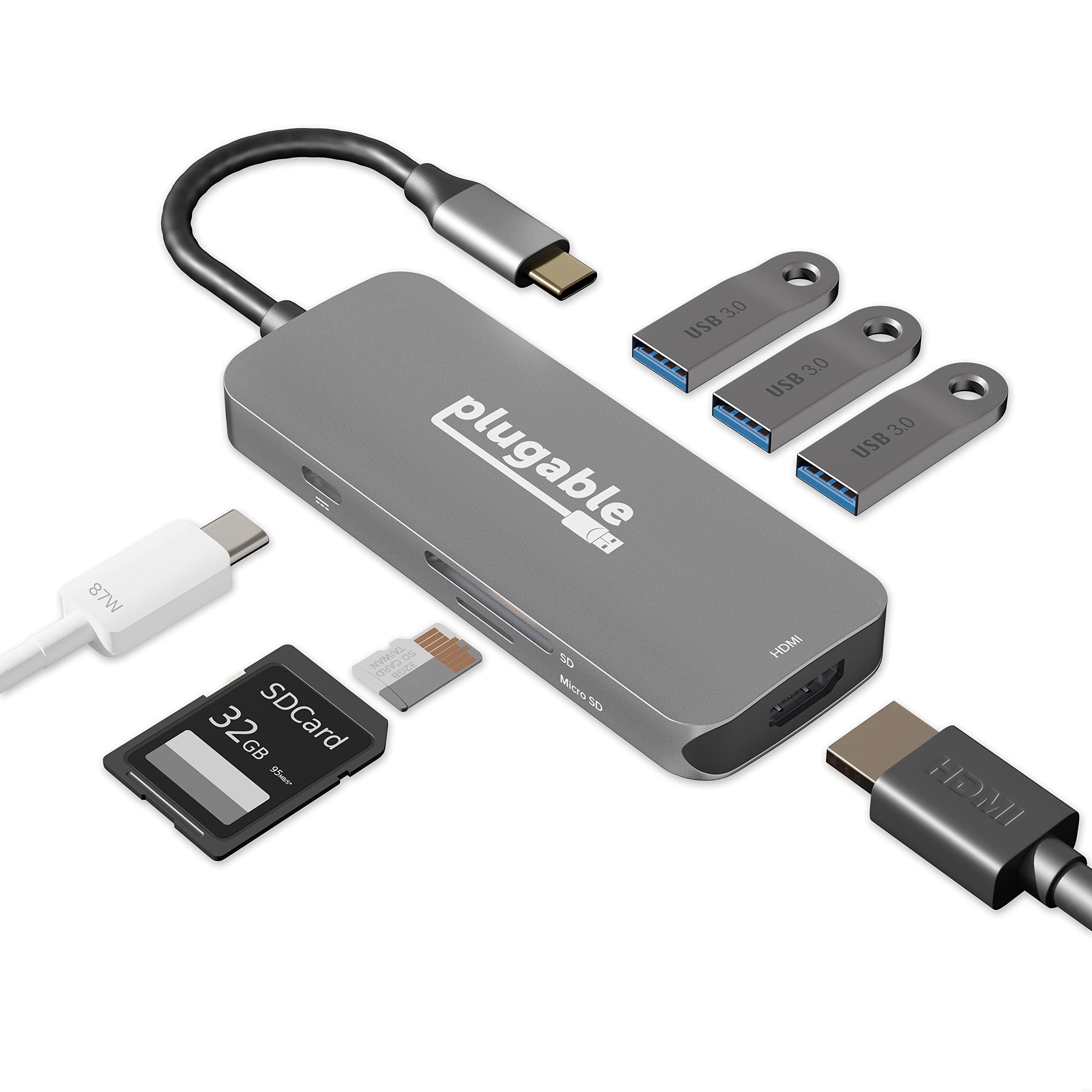 Plugable Plugable Thunderbolt 4 Hub Bundle Includes USB-C to 4K HDMI Adapter and 7-in-1 Multiport Adapter, 60W Laptop Charging, Compatible with Mac, Windows Laptops, Thunderbolt 3 or 4, and USB4 Devices