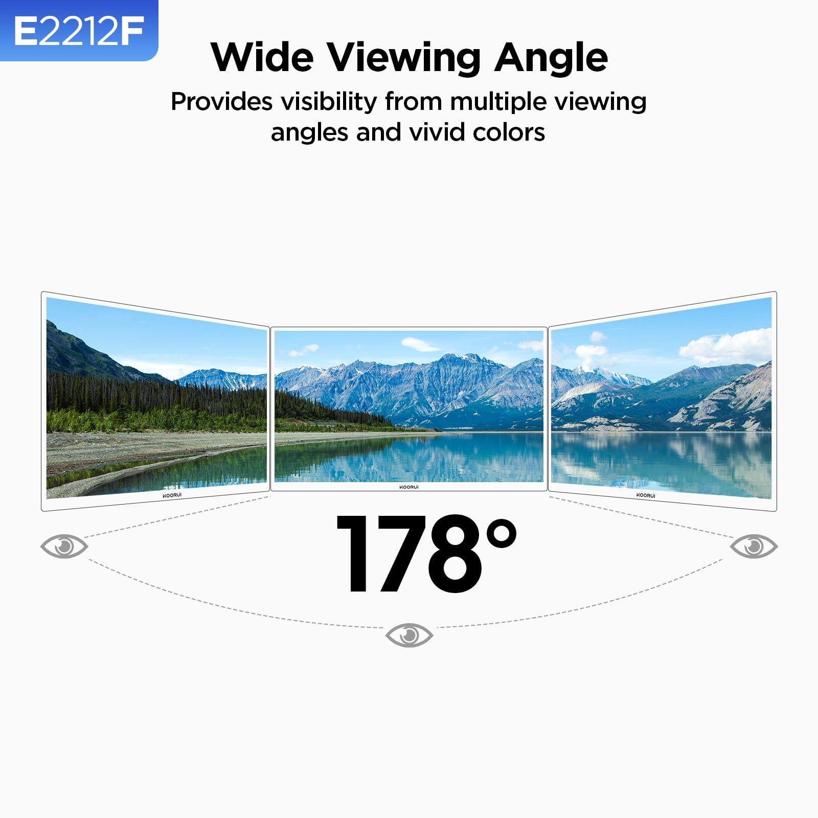 KOORUI KOORUI 22 Inch Computer Monitor Full HD 1080P 100Hz PC Gaming Screen VA Panel Ultra-Slim Display 3000:1 Contrast Ratio with Adpitive Sync (HDMI/VGA/VESA Compatible 100x100mm/Audio Out), Tilt, Black