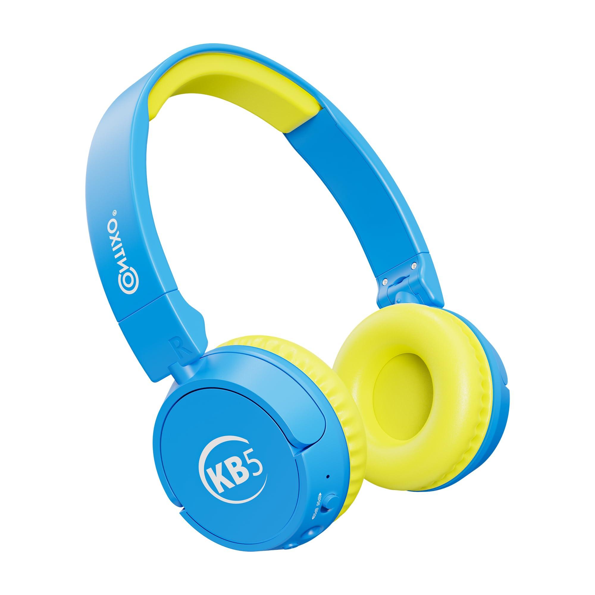 Contixo Contixo KB-5 Kids Headphones - Over The Ear Foldable Bluetooth Wireless Headphone for Kids - 85dB with Volume Limited - Toddler Headphones for Boys and Girls (Blue + Yellow)