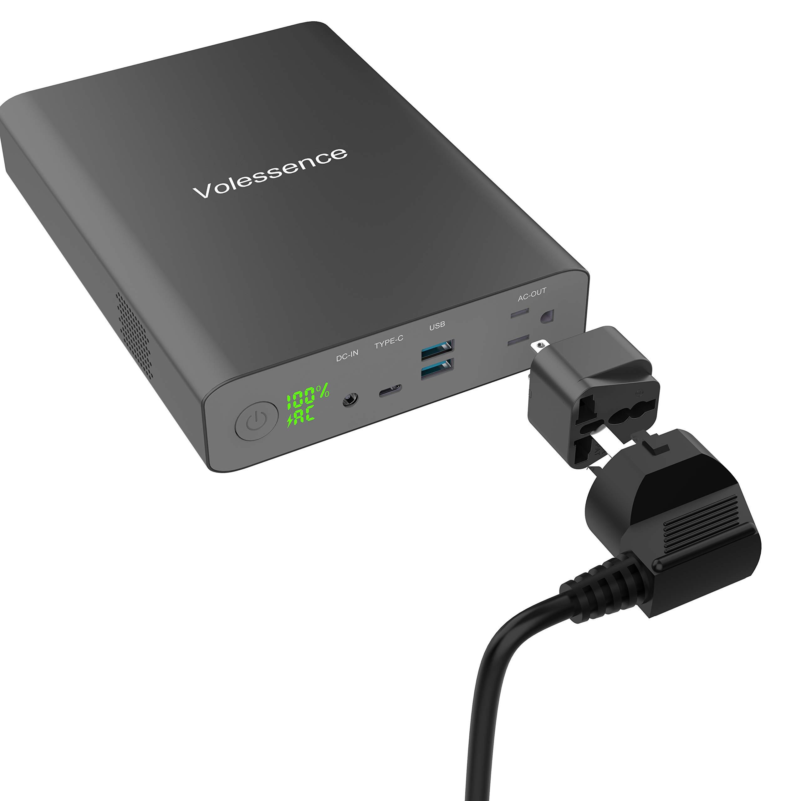 Volessence Volessence AC Outlet Portable Laptop Power Bank 110V 60000mAh 130W Laptop Charger & External Battery Pack for MacBook, Drone, Projector Phone Tablet Camera Travel