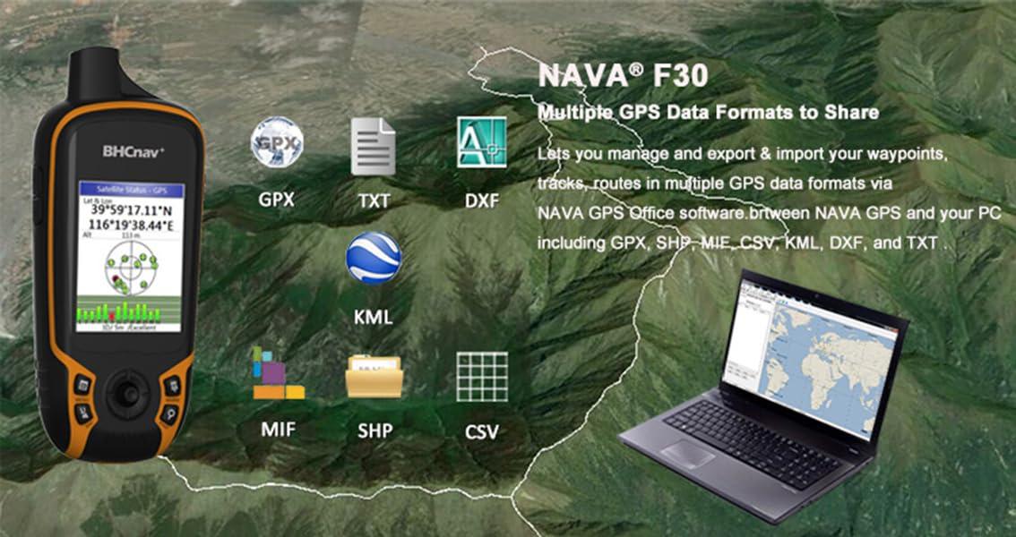BHCnav BHCnav NAVA F30 Handheld GPS Units,Colorful Map Handheld GPS Navigation Device,Land Accuracy Surveying GPS Equipment for Outdoor Hiking Hunting Traveling Adventures