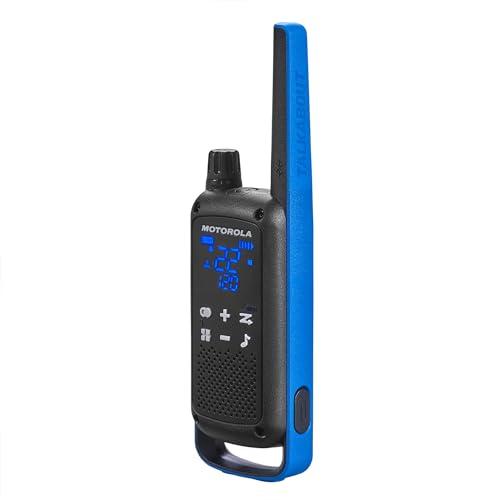 Motorola Solutions Motorola Solutions, Portable FRS, T802, Talkabout, Two-Way Radios, Emergency Preparedness, Rechargable, 22 Channel, 35 Mile, Black W/Blue, 4 Pack