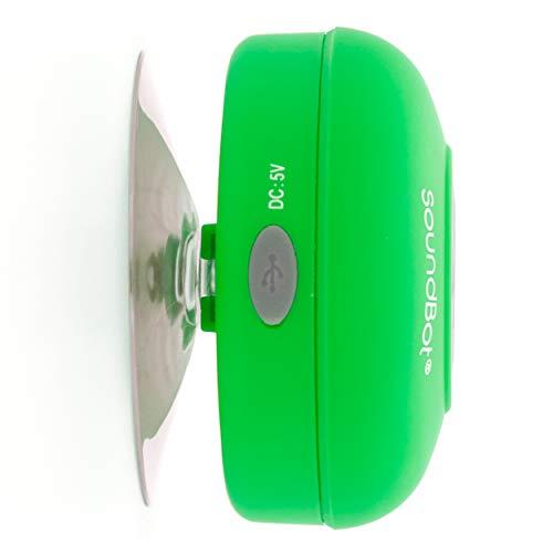 Soundbot Soundbot SB510 HD Water Resistant Bluetooth Shower Speaker, Handsfree Portable Speakerphone with Built-in Mic, 6hrs of Playtime, Control Buttons and Dedicated Suction Cup for Showers (Green)