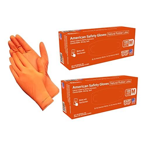 Agilux American Safety Glove Latex Disposable Low Protein Natural Rubber Non-Allergy 7 MIL 2 Boxes of 100 each (Medium, 200, Count)