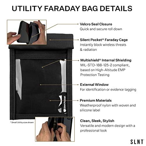 Silent Pocket Silent Pocket SLNT Quick Access Smartphone Faraday Bag Waterproof Signal Blocking Nylon, Device Shielding for iPhone, Samsung Galaxy, Most Phones - Travel, Privacy, Anti-Hacking (Black, Medium)