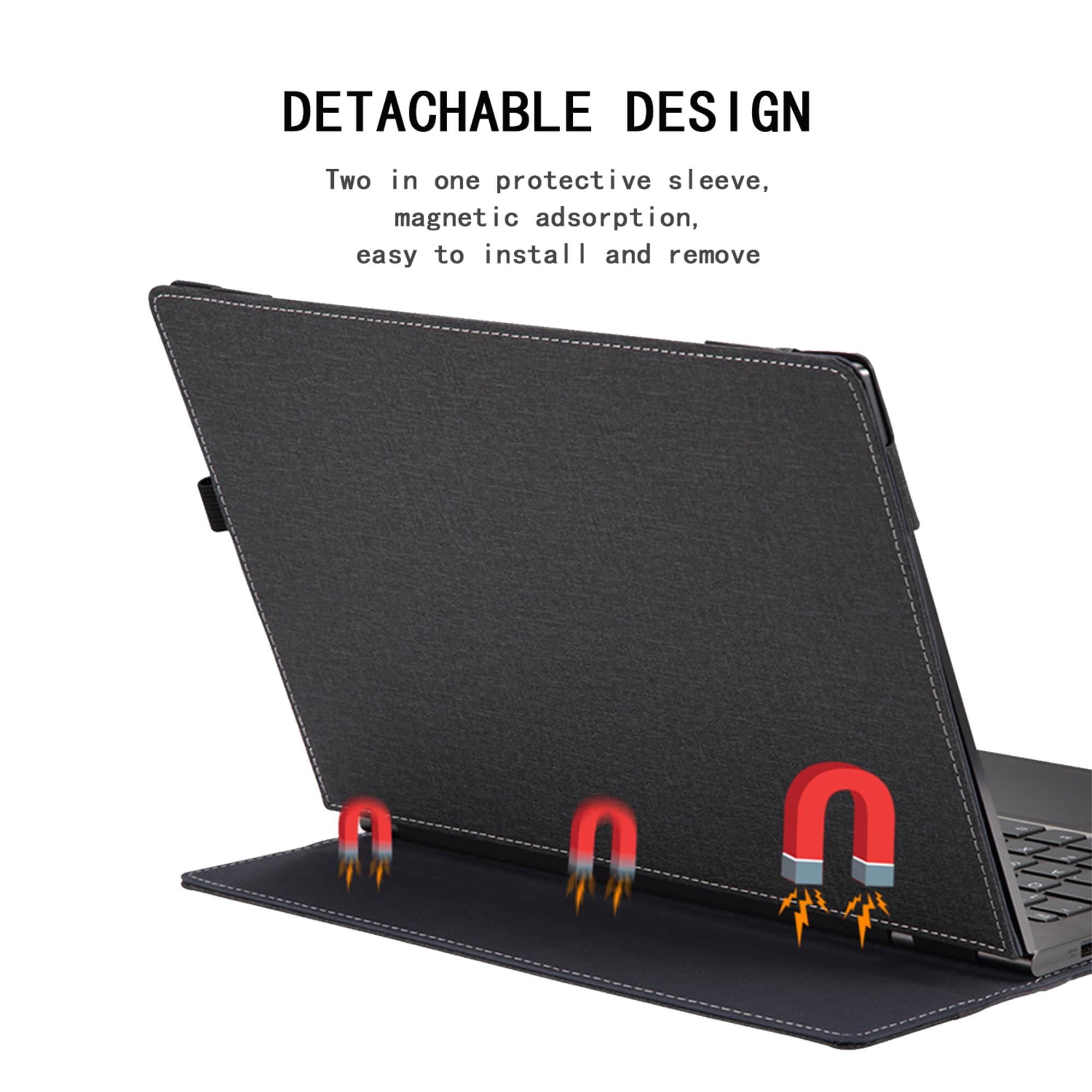 forubar Laptop Case Cover for 14\'\' Asus Zenbook 14 OLED & 14X OLED & 14 Flip OLED Notebook Sleeve[Please Check The Model]PU Leathe Bag Protective Shell with Pen Holder and Heat Dissipation Hole (Dark Grey)