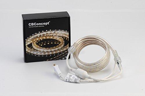 CBconcept CBConcept UL Listed, 3.3 Feet, Super Bright 900 Lumen, Blue, Dimmable, 110-120V AC Flexible Flat LED Strip Rope Light, Commercial Grade, Indoor Outdoor use, Ready to plug n shine