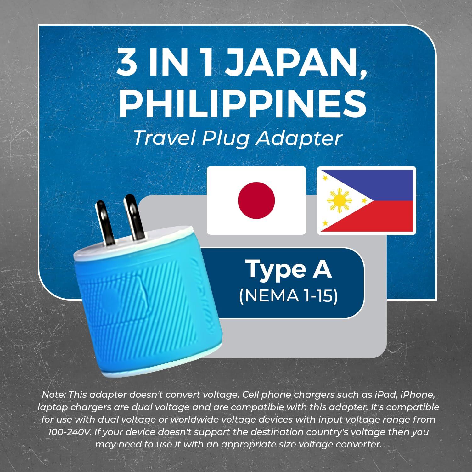 OREI OREI Japan, Philippines Travel Plug Adapter- USA Inputs - Type A (U2U-6), Will work with Cell Phones, Camera, Laptop, Tablets, iPad, iPhone and More