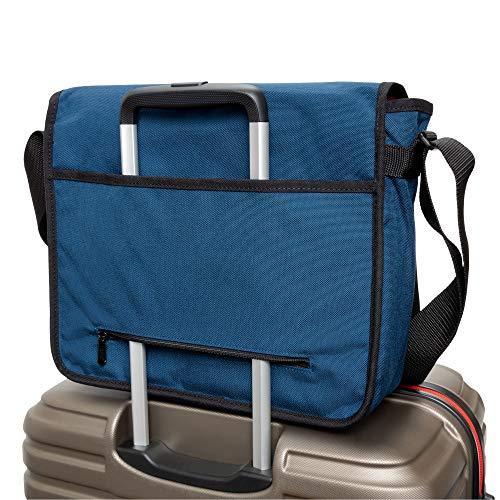 Manhattan Portage Manhattan Portage Deluxe Computer Bag 13 Inch Padded Laptop Sleeve Spacious Compartment Attach To Rolling Luggage Water Resistant Cordura (Navy)