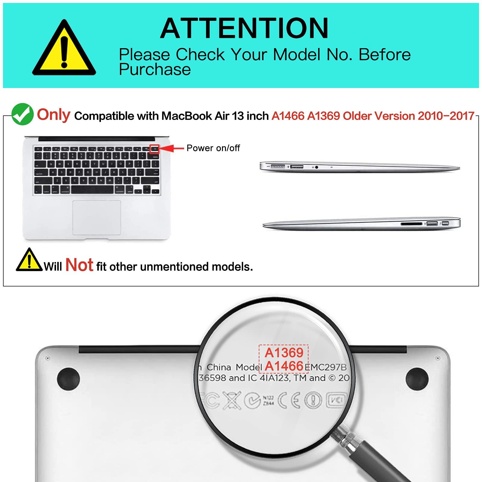 MOSISO MOSISO Compatible with MacBook Air 13 inch Case (A1369 A1466, Older Version 2010-2017 Release), Plastic Hard Shell Case & Sleeve Bag & Keyboard Cover & Webcam Cover & Screen Protector, Lavender Gray