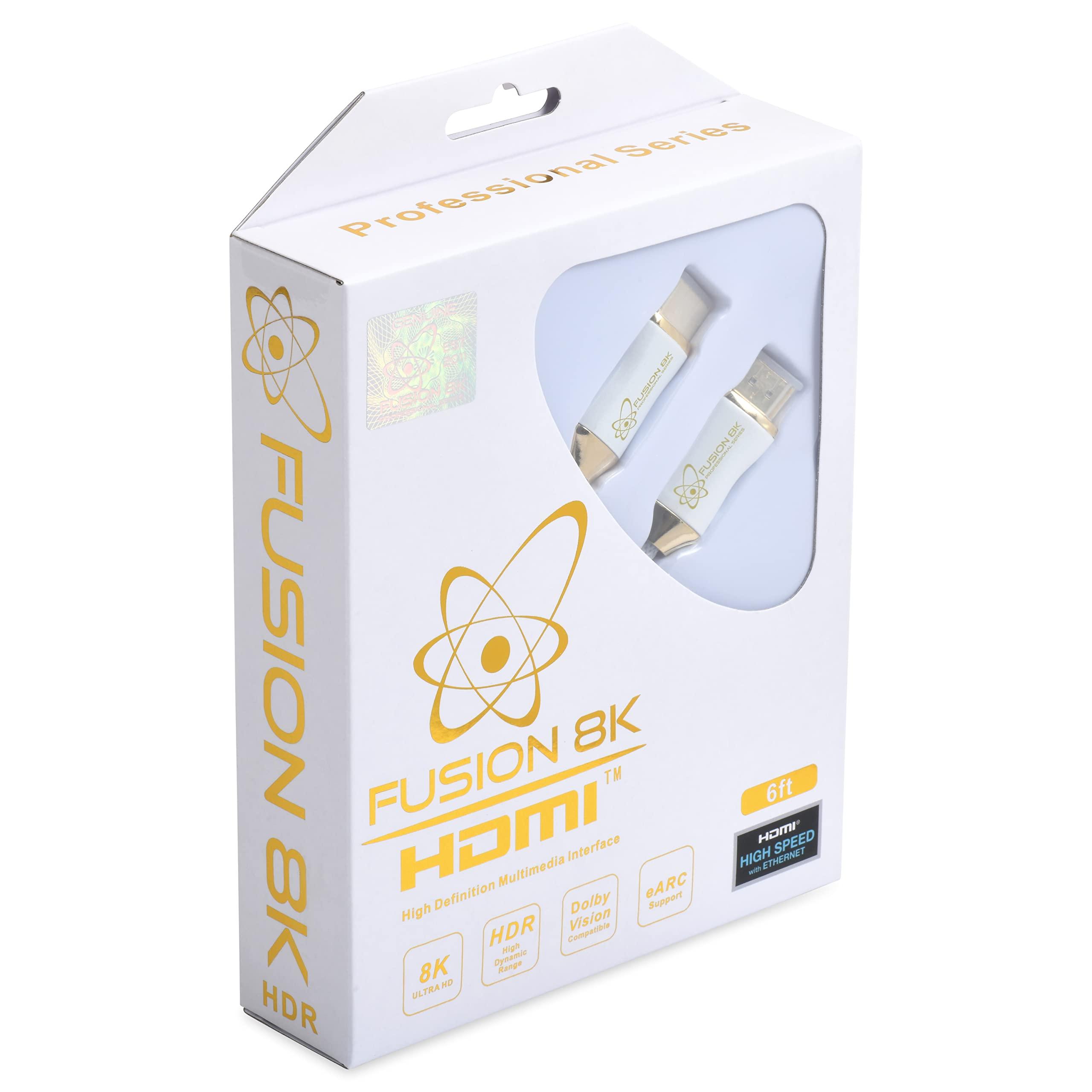 Fusion8K Fusion8K White HDR HDMI 2.1 Certified Cable Supports 10K 8K @60Hz and 4K @120Hz Compatible with Dolby Vision and All TVs, BluRay, Xbox Series X, PS5 (6 Feet)