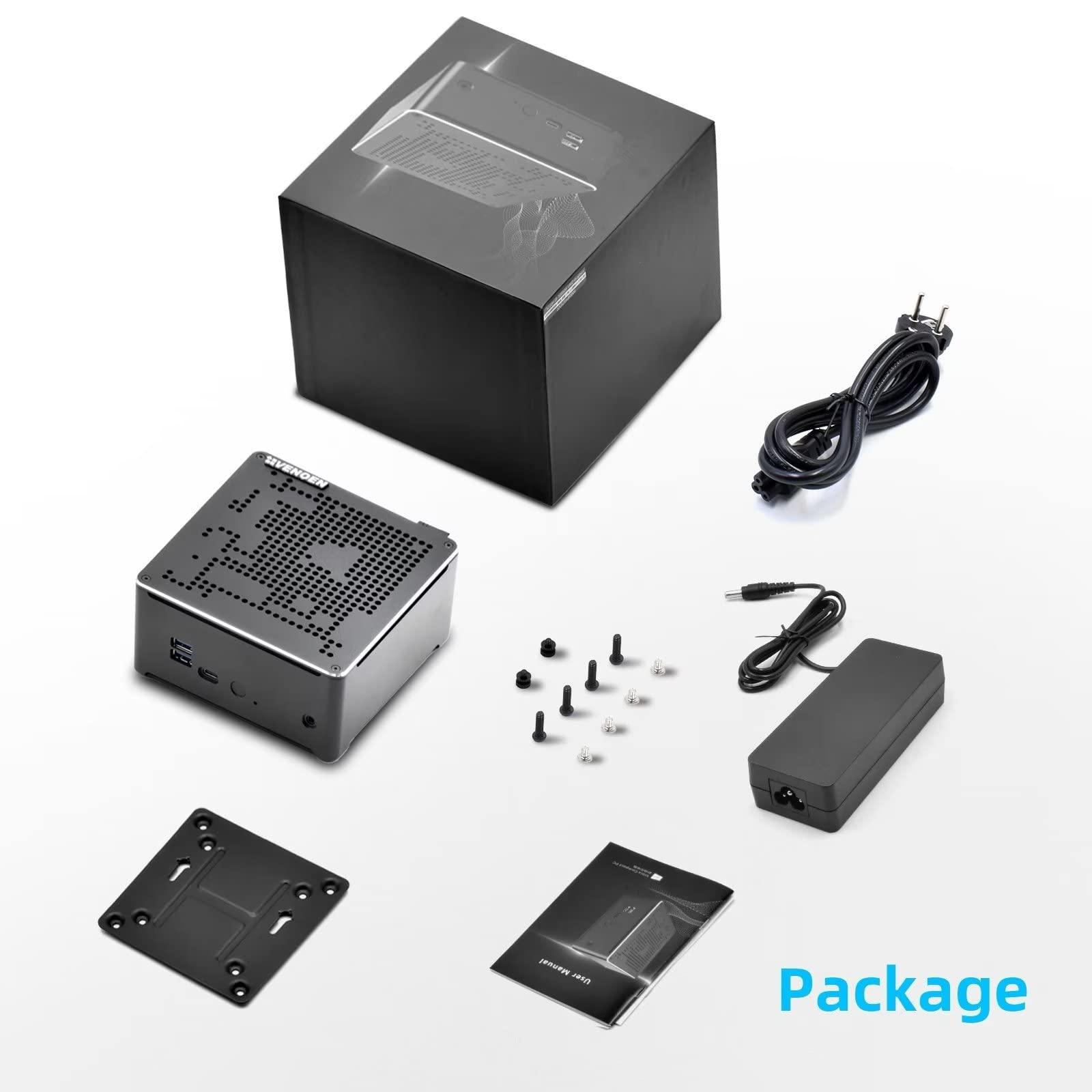 VENOEN 10th Fan Mini PC Core i7 10750H, Windows 11, 16GB DDR4 RAM 1TB SSD, 4K 60HZ, HD2.0, DP, Type C, i219 RJ45 LAN, WiFi 9260AC, BT5.0, 19V Small Computer, VESA Mount, DIN Rail Mount, Wake on Power