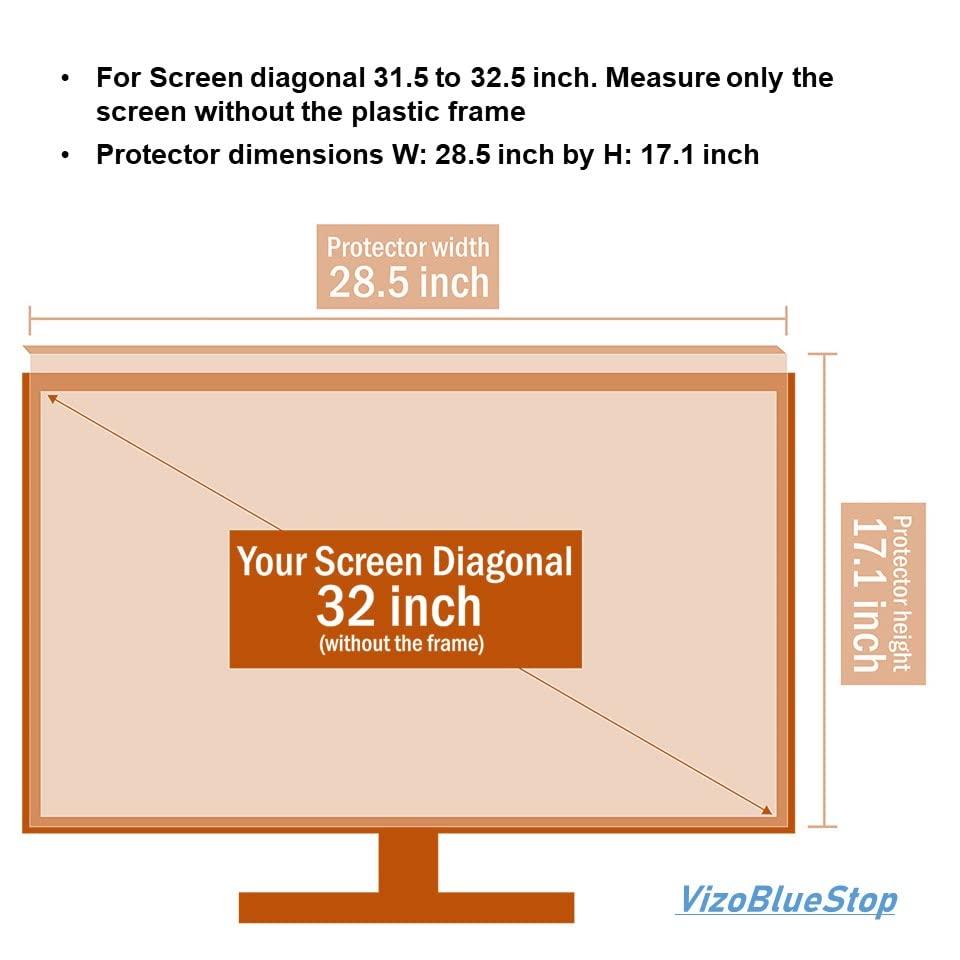 VizoBlueStop VizoBlueStop 31.5-32 inch Universal Blue Light Screen Protector for Computer Monitor and TV. Filter & Damage Protection Panel (28.5 x 17.1) Blocking UV Display