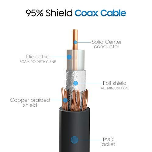 Cmple Cmple RG59U 50 Feet BNC Male to RCA Male, 75 Ohm, Coaxial BNC to RCA Video Cable, Black, (453-N)