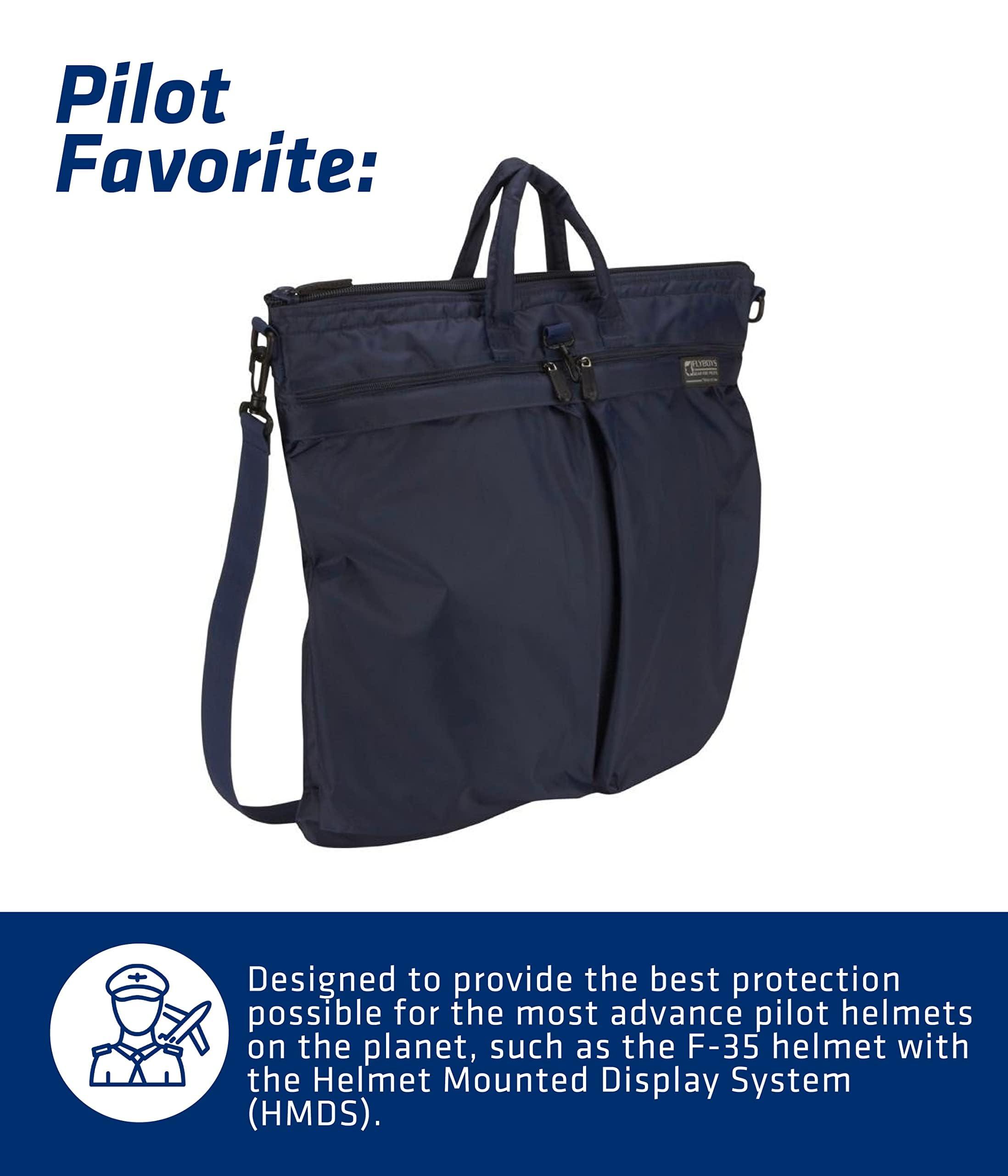 FLYBOYS FlyBoys Jumbo Helmet Bag - Fits All Military-Issued & Civilian Flight Helmets - Expanded Capacity, Nylon Shoulder Bag - for Professional Pilots, General Aviation - 19.5 in X 20 in - Black