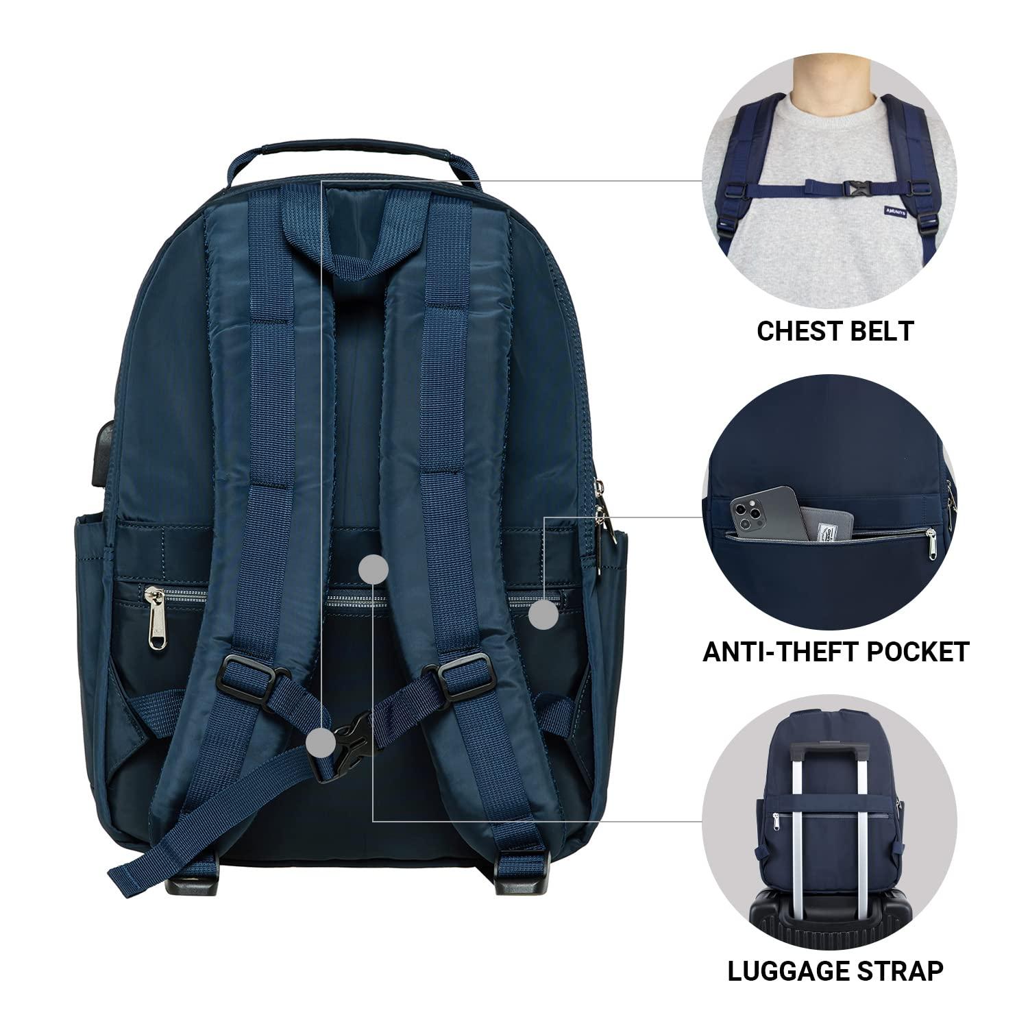 KAUKKO KAUKKO Women Laptop Backpacks for 14" Notebook Casual Computer Bag Stylish Pattern Daypack for Work Travel Business 27NAVY,11.8L