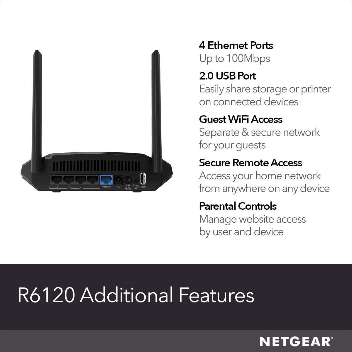 NETGEAR NETGEAR R6120-100NAR AC1200 Dual Band WiFi Router - Certified Refurbished