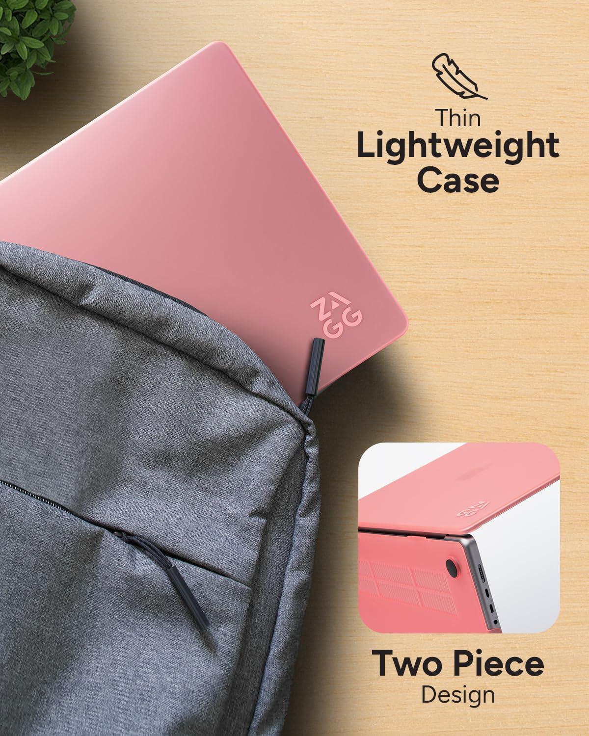 ZAGG ZAGG MacBook Protection MacBook Pro 16" M4/M3/M2/M1 Case Premium Two-Piece Hard-Shell Snap-on Cover with Rubberized Non-Slip Grips, Durable, Lightweight, Scratch-Resistant, Frosted Finish, Pink