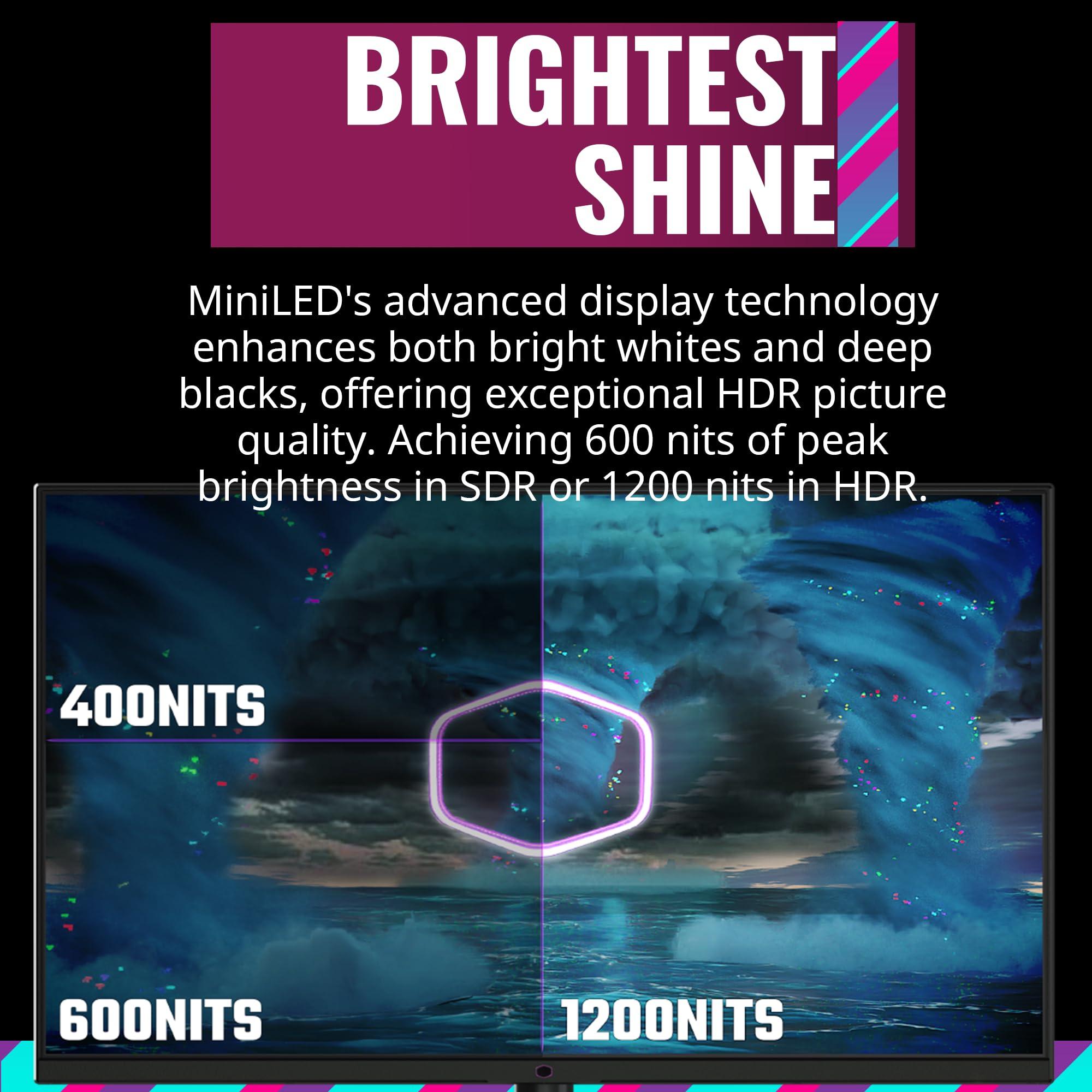 Cooler Master Cooler Master Tempest GP27Q 27 2K IPS 165Hz QD Tech QHD 2560 x 1440 PC Monitor,HDR1000, 1ms (MPRT)/ 2ms (GTG), FreeSync/G-Sync, MiniLED, DP1.4 * 1 + HDMI2.0 * 2 + TypeC*1 (CMI-GP27-FQS-US)