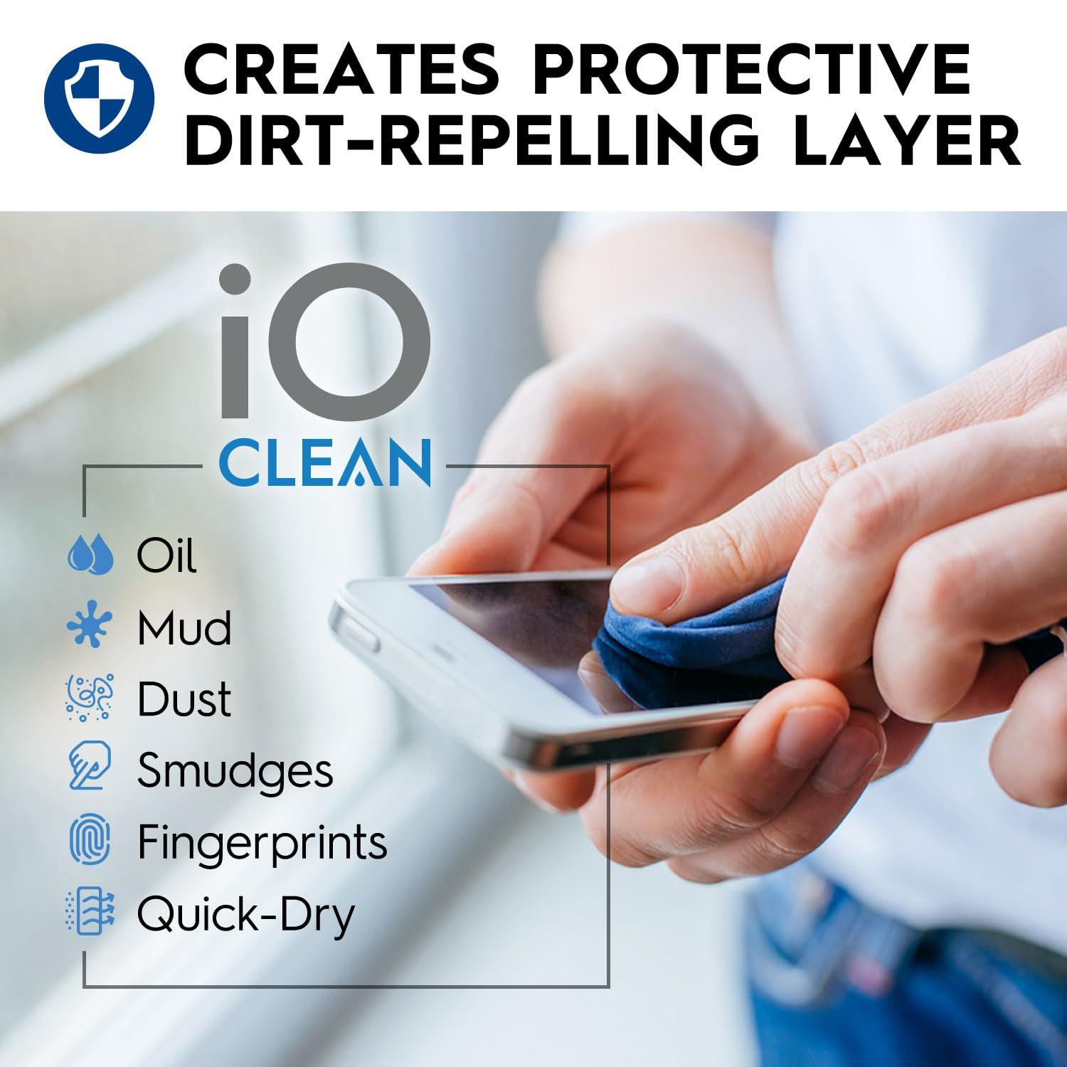 iO CLEAN Screen Cleaner Spray (16oz - 473ml) Best Large Cleaning Kit for LCD LED OLED TV, Smartphone, iPad, Laptop, Touchscreen, Computer Monitor, Electronic Devices, 3 Microfiber Cloths and 2 Nozzles