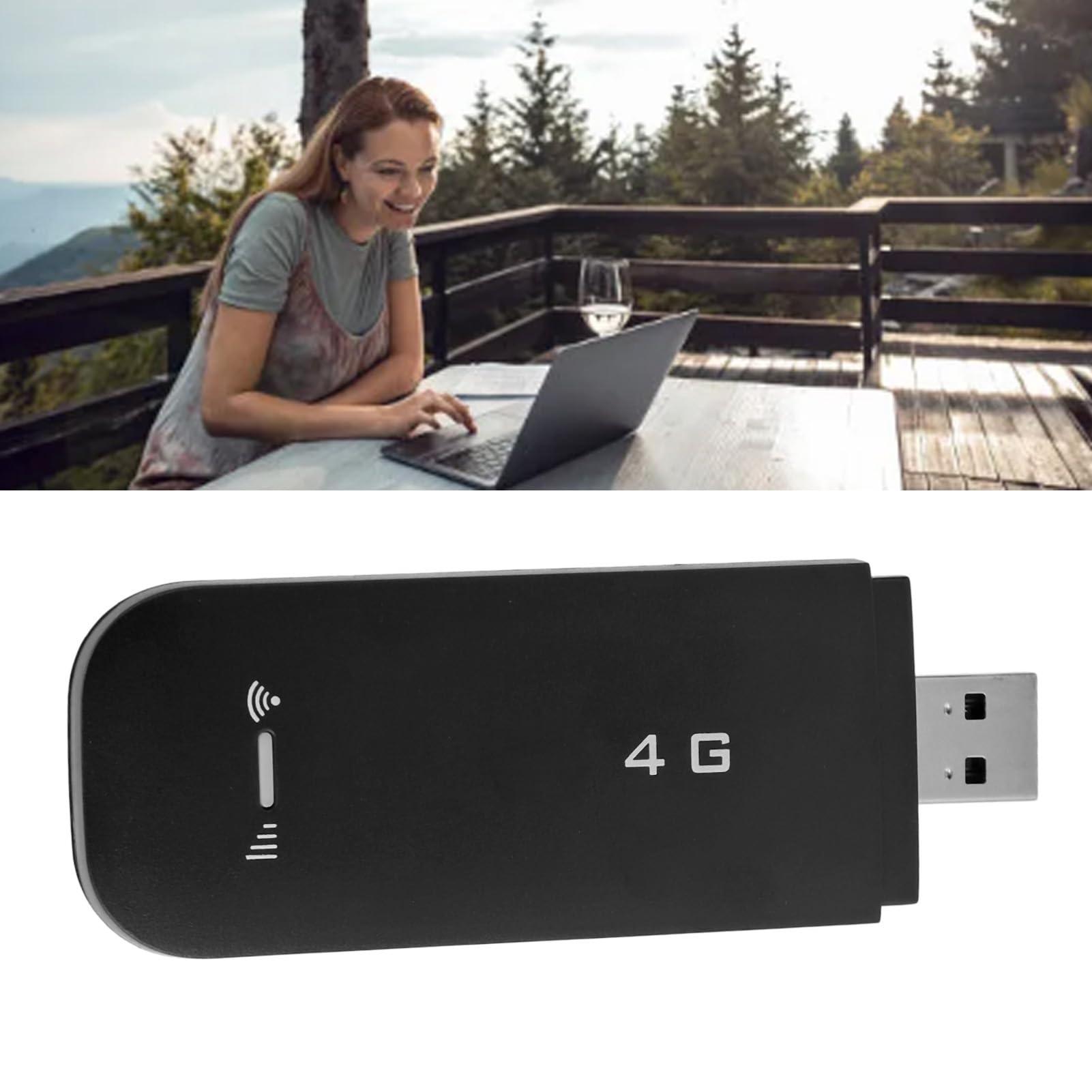 XUMIUZIY 4G LTE USB 4G LTE USB Portable Router, Pocket Mobile Hotspot with SIM Card Slot, Travel Mini Wi Fi Hotspot, Support 10 Devices, WPA WPA2 Wi Fi Encryption (Black)