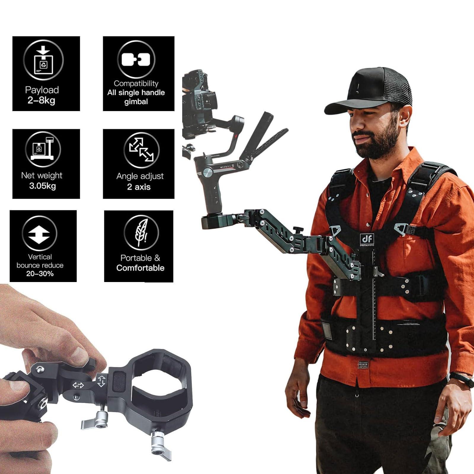 DF DIGITALFOTO DF DIGITALFOTO Thanos-SE Gimbal SteadiCam Support Vest System, Compatible with DJI RS4/RS 4 Pro/RS3/RS 2 PRO, ZHIYUN Crane 3S/2S, Payload 4.4-17.6 lbs, 16mm pin Adapter Included