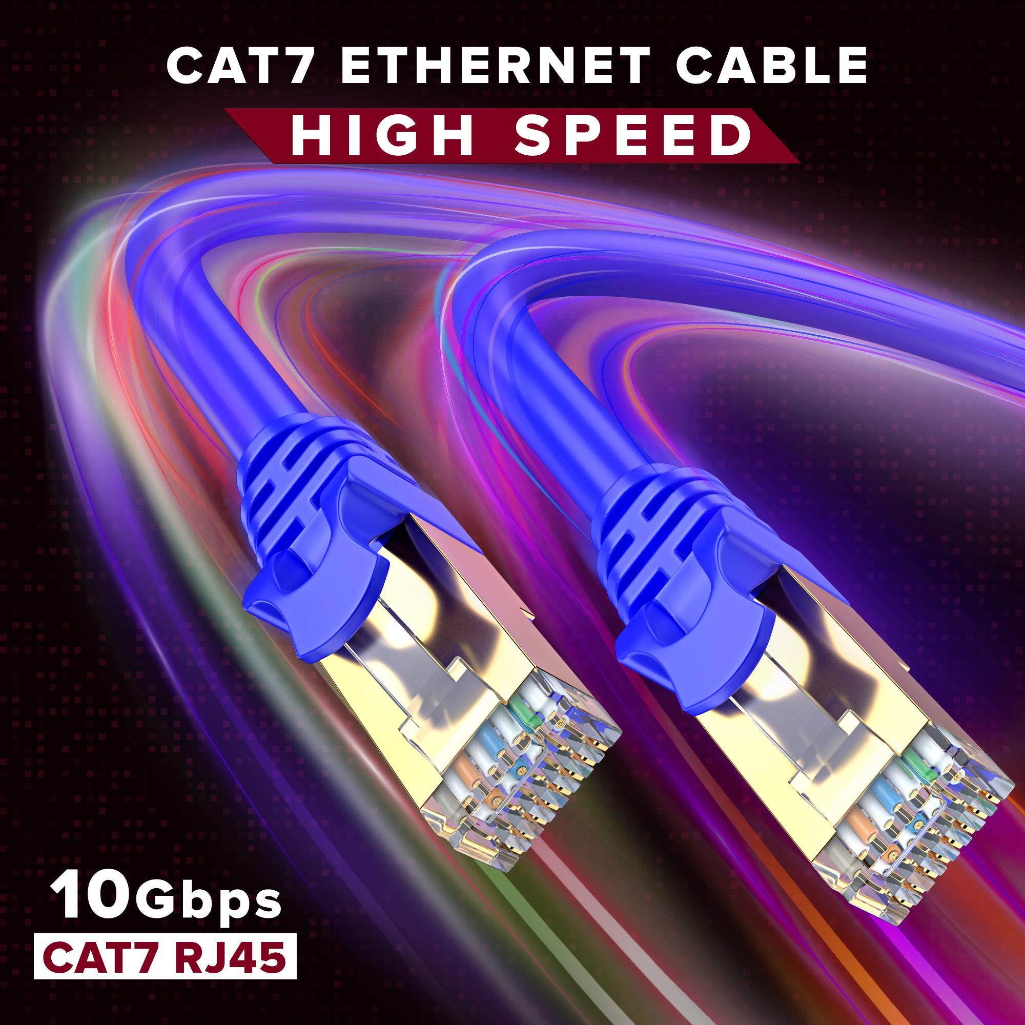 Maximm Cat 7 Ethernet Cable 75 ft - High-Speed Cat7 Internet & Network LAN Patch Cables, RJ45 Connectors - Perfect for Gaming, Streaming, and More (Blue)