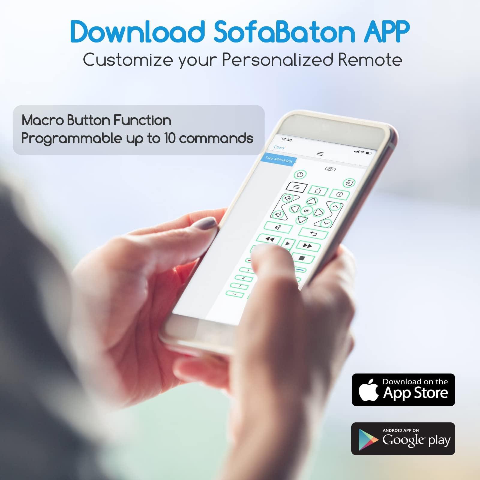 SofaBaton Sofabaton U2 Universal Remote Control with Smart App, Customizable Macro Button, All in one Remote Control for TVs/DVD//Blu-ray/STB/Projector, Works with Infrared & Bluetooth Devices