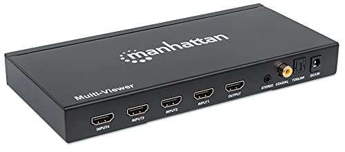 Manhattan Manhattan 1080P 4 Port HDMI Multiviewer Switch with IR Remote Control - Connects 4 HDMI Audio/ Video Sources to be Displayed on 1 Screen - 207881
