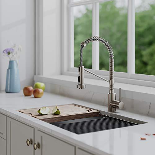 Kraus KRAUS Bolden Commercial Style 2-Function Single Handle Pull Down Kitchen Faucet in Spot-Free Stainless Steel, KPF-1610SFS