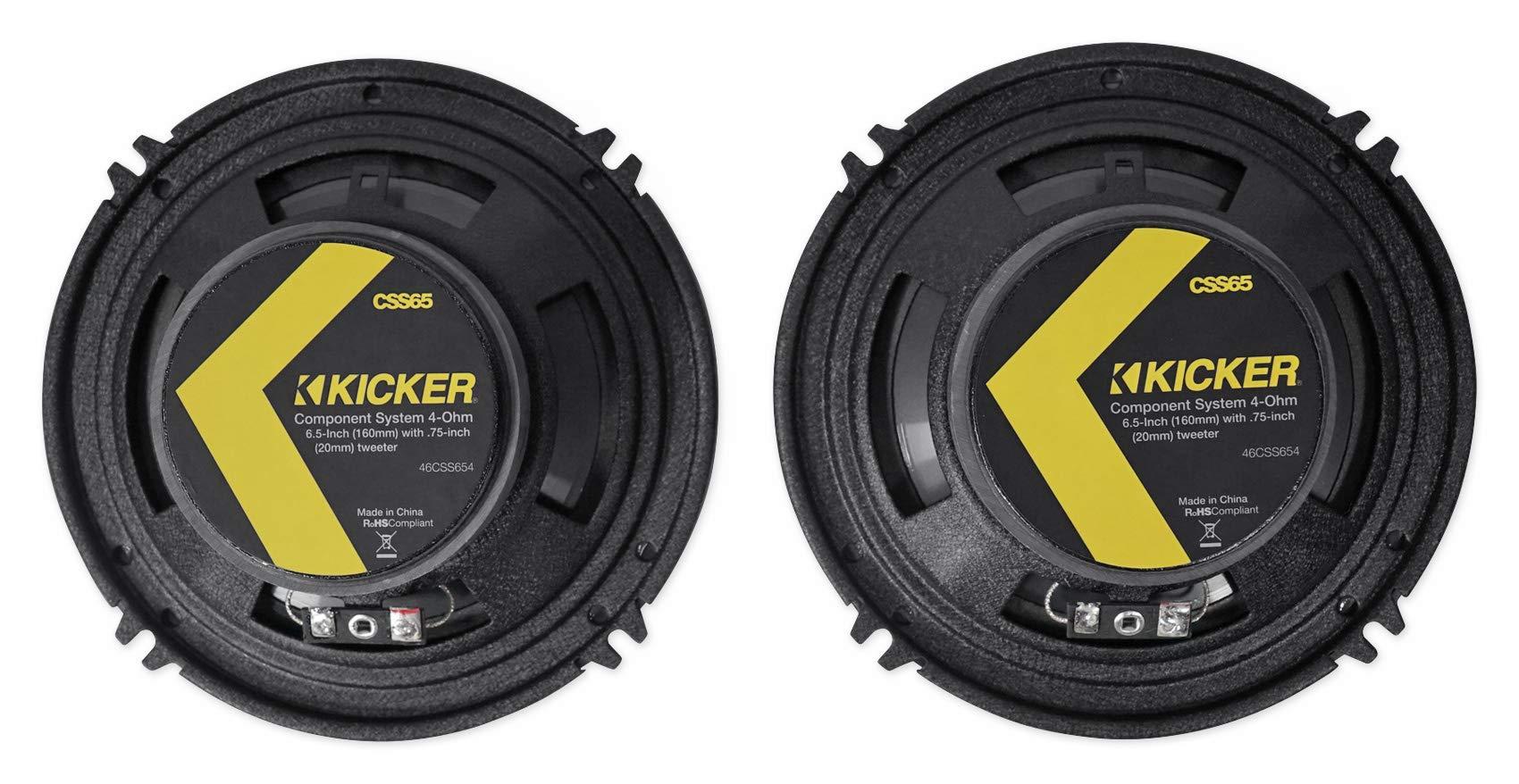 KICKER KICKER 2 Pairs 46CSS654 6.5" 600 Watt 4-Ohm Car Audio Component Speakers CSS65