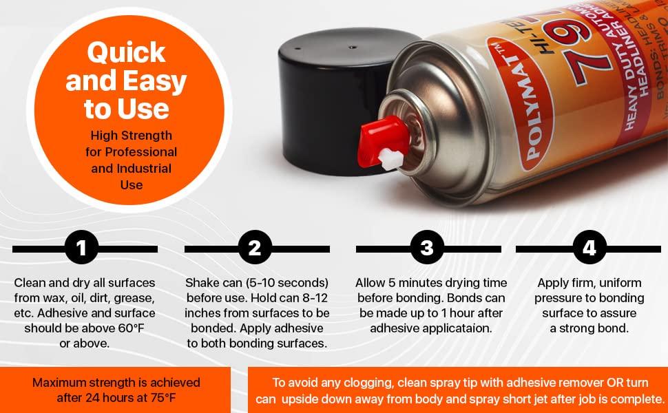 Polymat QTY6 Polymat 797 Hi Temp Spray Adhesive Can high Temperature Headliner Glue