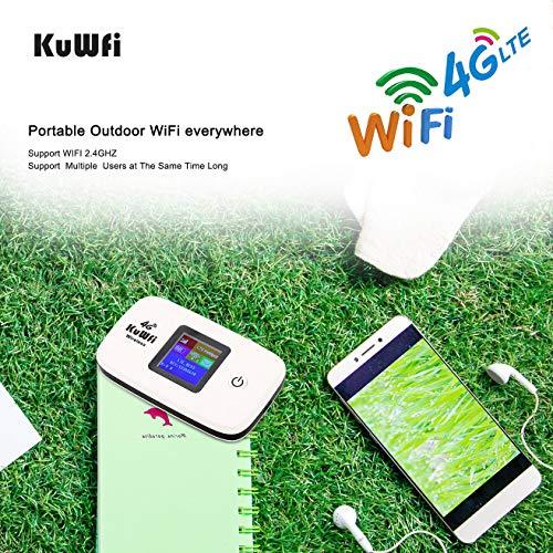 KuWFi KuWFi 4G LTE Mobile WiFi Hotspot Unlocked Wireless Internet Router Devices with SIM Card Slot for Travel Support B1/B3/B5/B7/B8/B20 in Europe Caribbean Africa