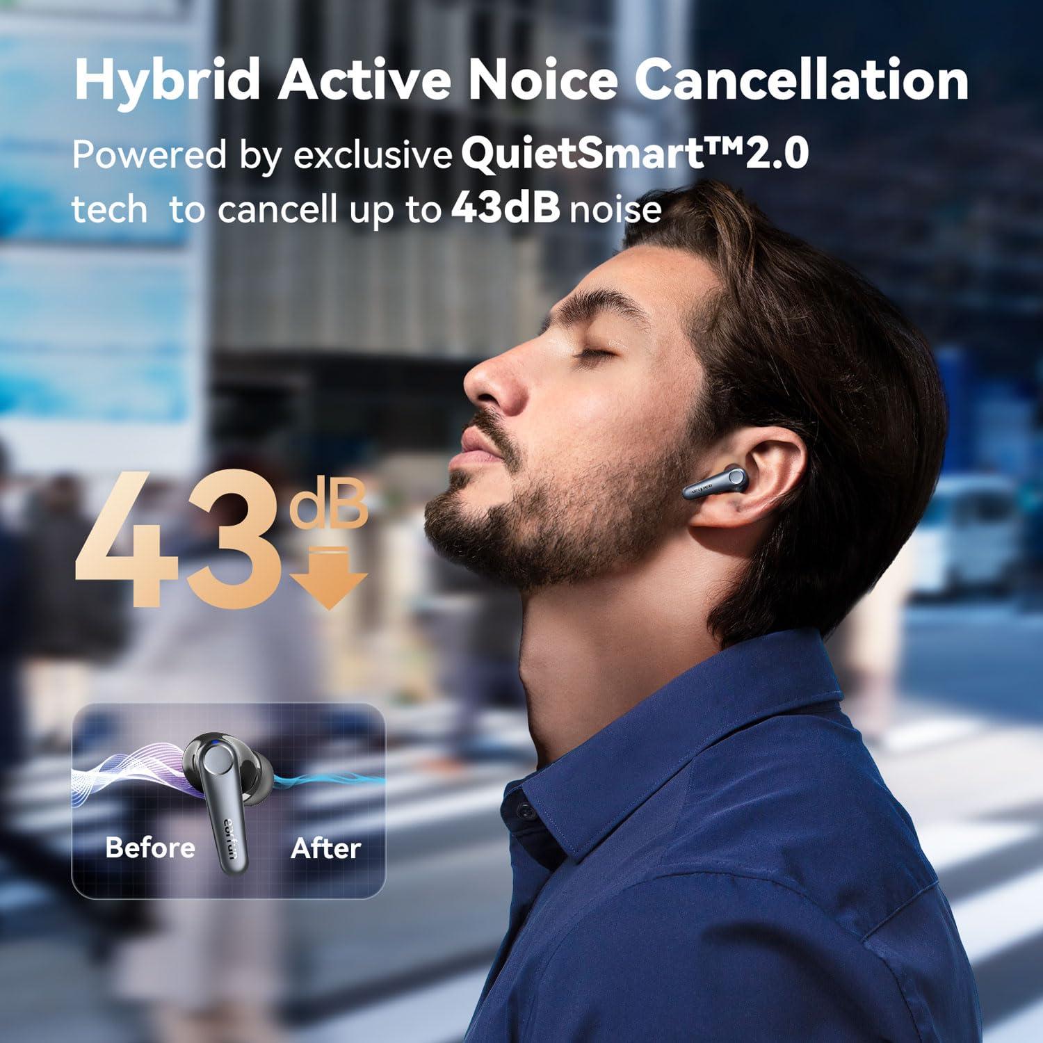 EarFun EarFun Air Pro 3 Noise Cancelling Earbuds, Qualcomm aptX Adaptive Sound, 6 Mics CVC 8.0 ENC, Bluetooth 5.3 Earbuds, Multipoint Connection, 45H Playtime, App Customize EQ, Wireless Charging