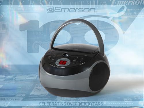 Emerson Emerson EPB-3000 Portable CD Player with AM/FM Radio, Programmable Memory, Dual Stereo Speakers, 3.5mm AUX Input, and Two-Way Power for Home or On-The-Go Entertainment Ideal for Music Lovers