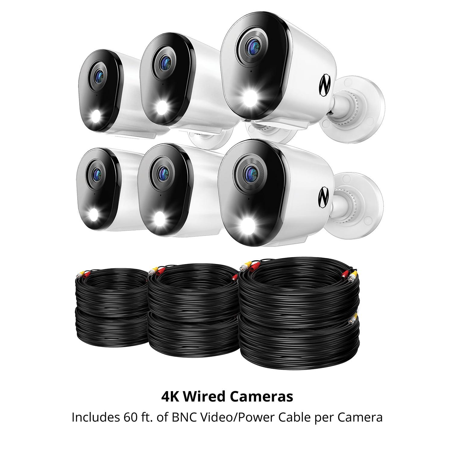 Night Owl Night Owl 2-Way Audio 12 Channel DVR Video Home Security Camera System with (6) Wired 4K HD Indoor/Outdoor Deterrence Cameras and 2TB Hard Drive (Add up to 4 Wi-Fi Cameras) (6 CAMERA)