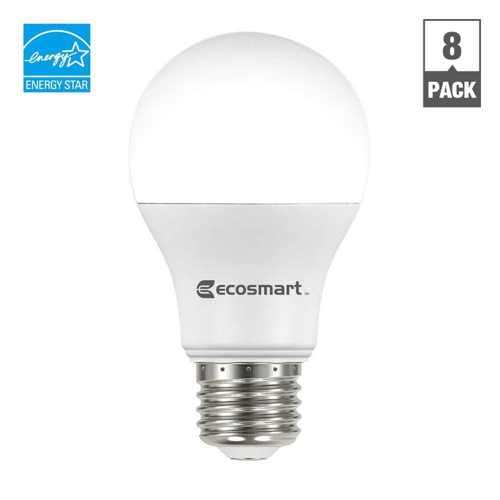 EcoSmart Ecosmart 8 Pack LED A19 Light bulb, Soft White , 60w Equivalent (A19 Daylight)