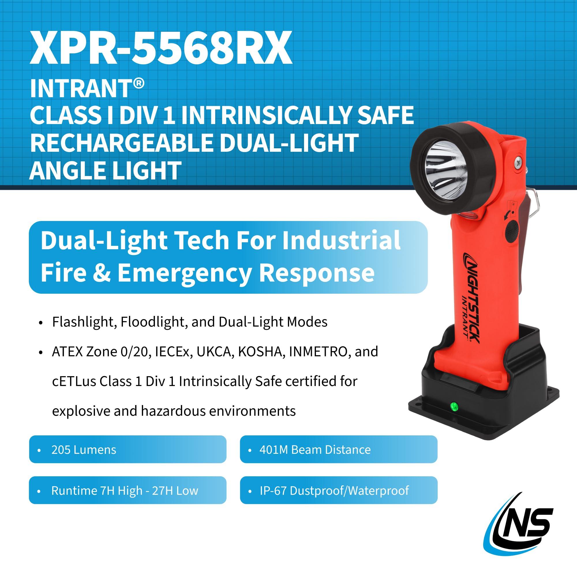 Nightstick Nightstick Intrant Rechargeable Instrinsically Safe Permissible Dual-Light Angle Light (Red)
