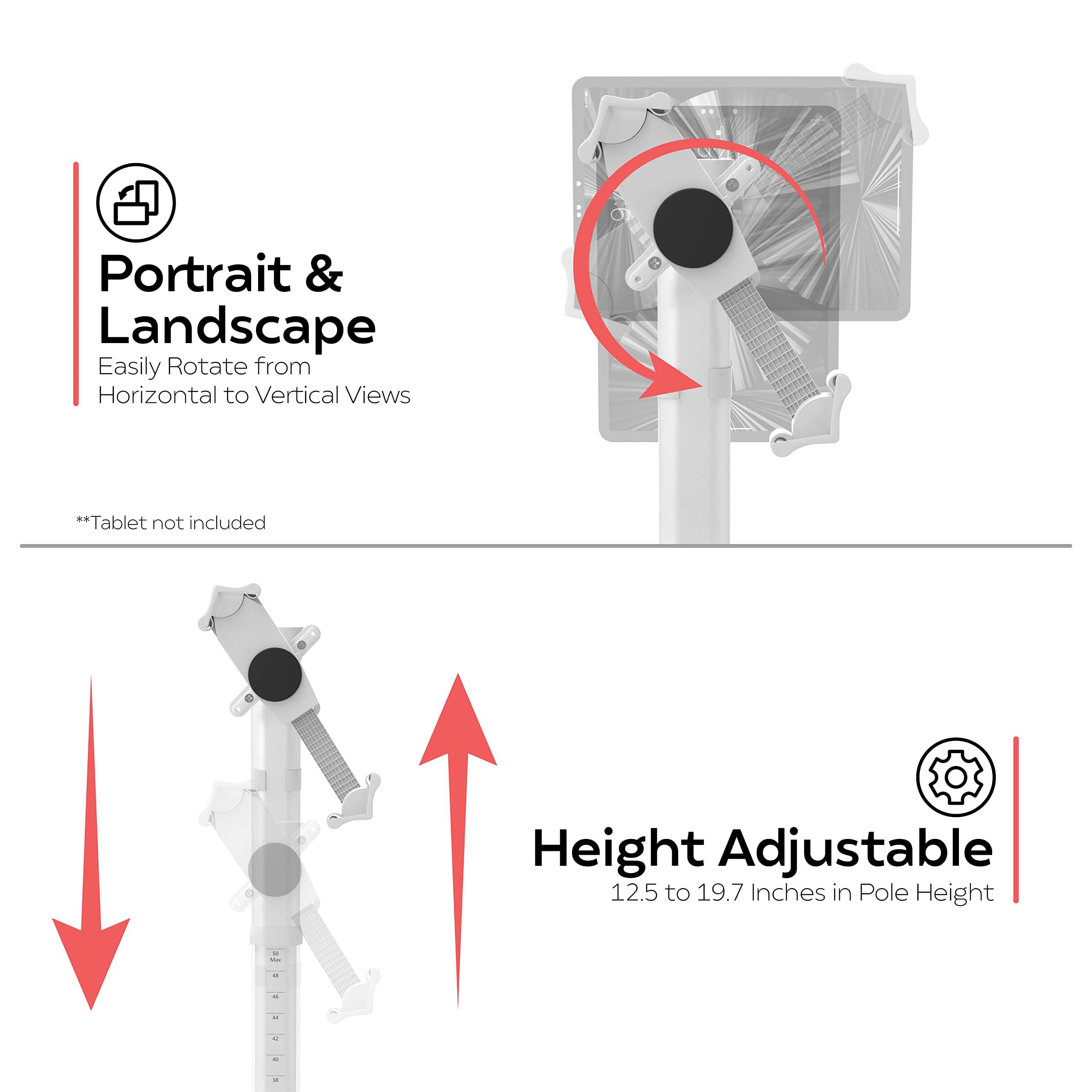 CTA Digital Slim Kiosk Holder for Tablets CTA Height Adjustable Universal Desk & Kiosk Holder for Samsung - Microsoft & More 8.6 - 15.5-inch Tablets - White - (PAD-VADMWH)