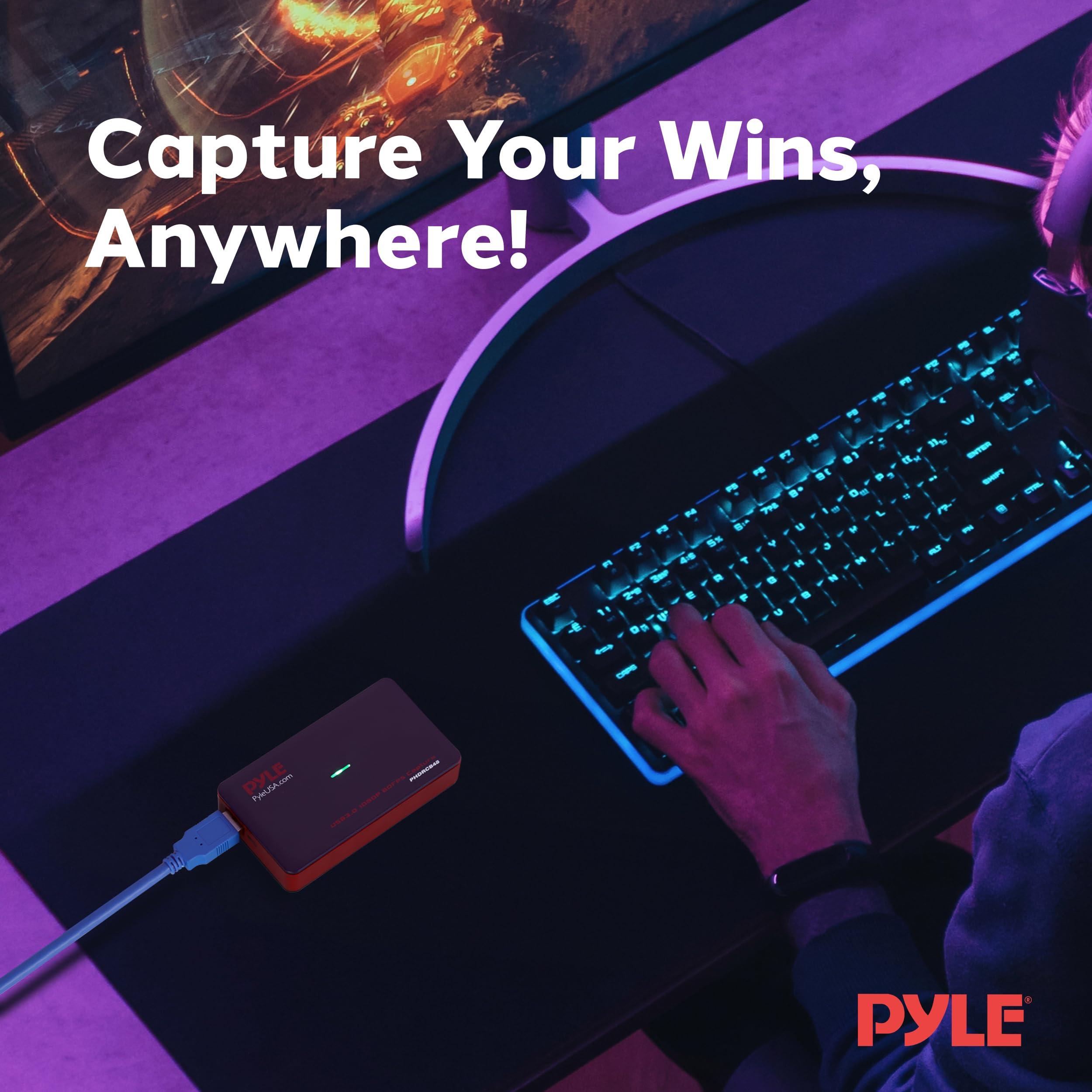 Pyle Pyle Video Game Capture Card Device with Video Recorder, HDMI Output, Full HD 1080P Live Streaming, USB, SD, PC, DVD - PHDRCB48.6
