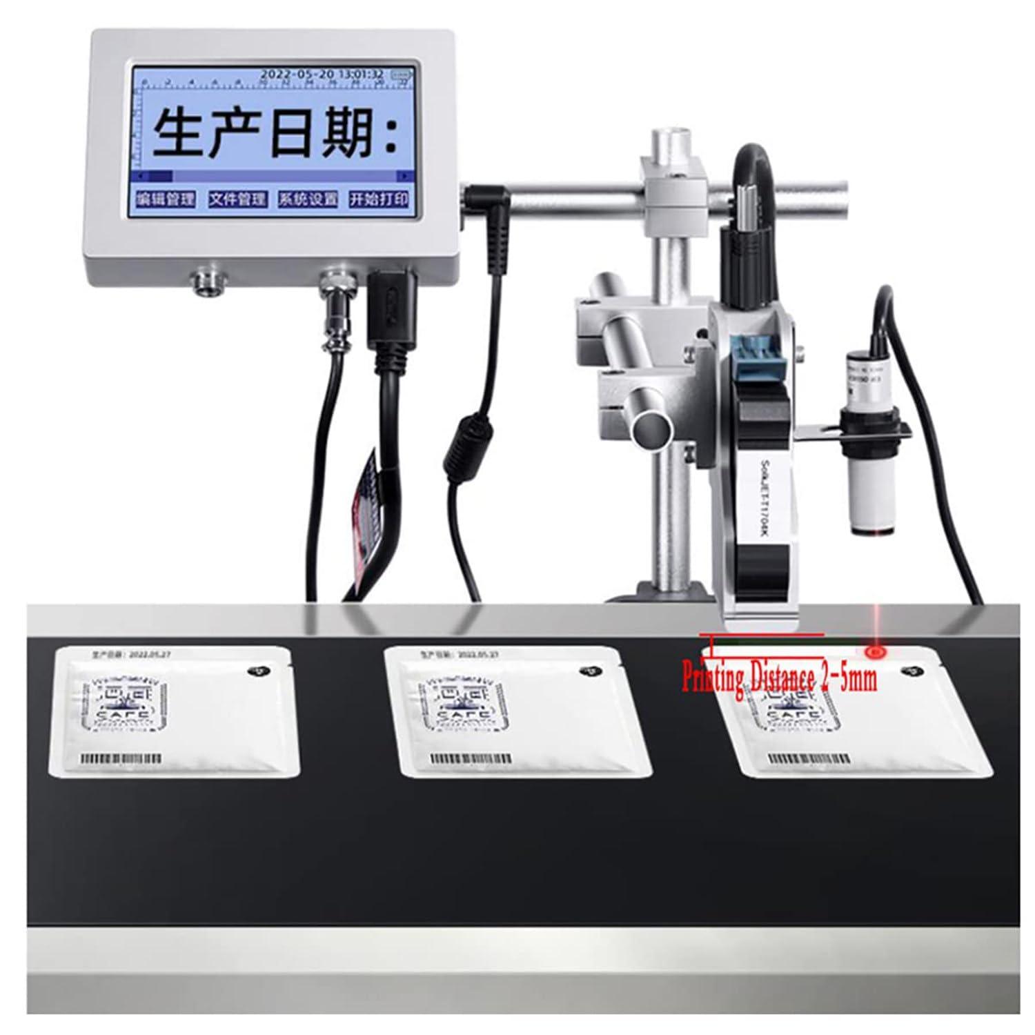 LZDOYY 12.7mm/25.4mm Automatic Inkjet Coding Machine for Production Line, 8 Languages, Intelligent Variable Data/Date/Logo/Barcode/Image Thermal Inkjet Printer,12.7mm-110V