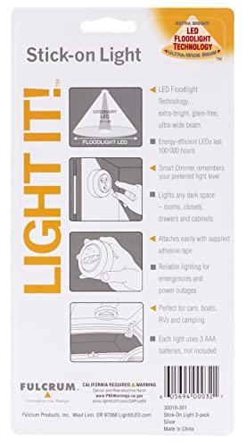 LIGHT IT! LIGHT IT! By Fulcrum, 30010-301 Stick-On Light, Silver, 3 Pack